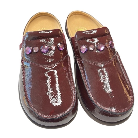 Revitalign Orthotic Patent Leather Mules Clog Siesta Dazzle Womens Sz 9 Burgundy - Picture 4 of 11